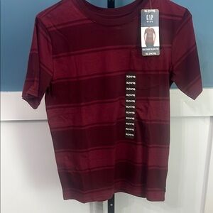 GAP Kids Maroon Striped Short Sleeve Tee
